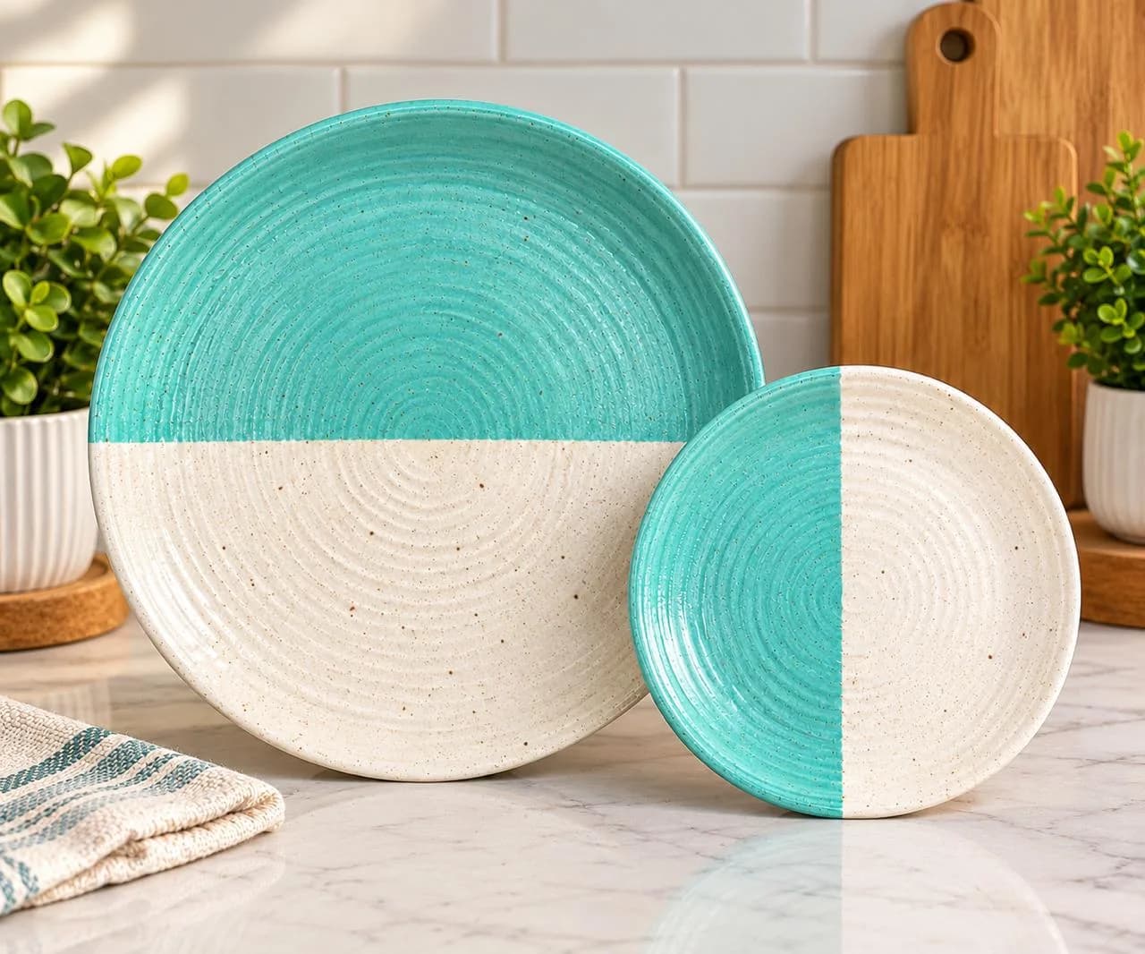 PLATE DOUBLE COLOR SKY BLUE